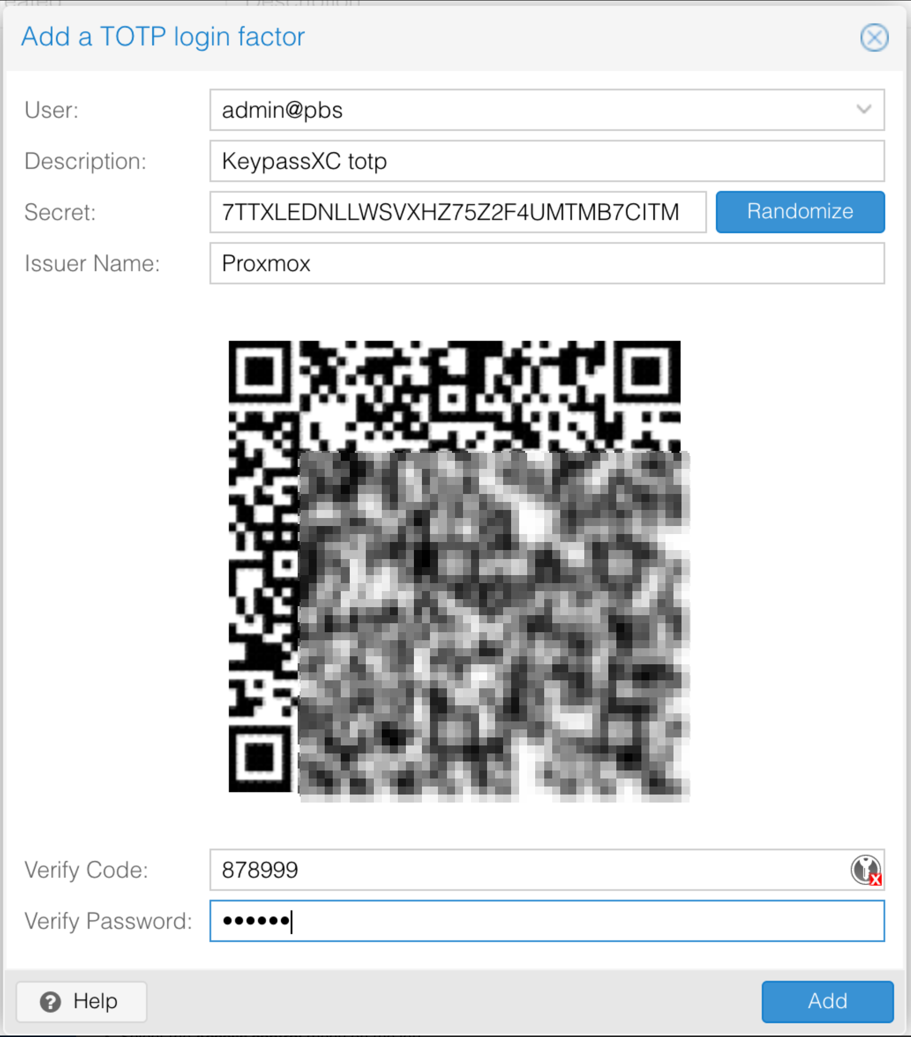 Proxmox Backup Server TOTP setup
